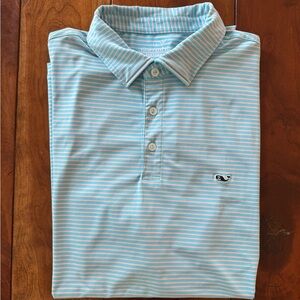 Vineyard Vines Blue and Pink Striped Performance Polo Shirt